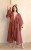 Lniane Kimono Długie Marsala