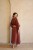 Lniane Kimono Długie Marsala